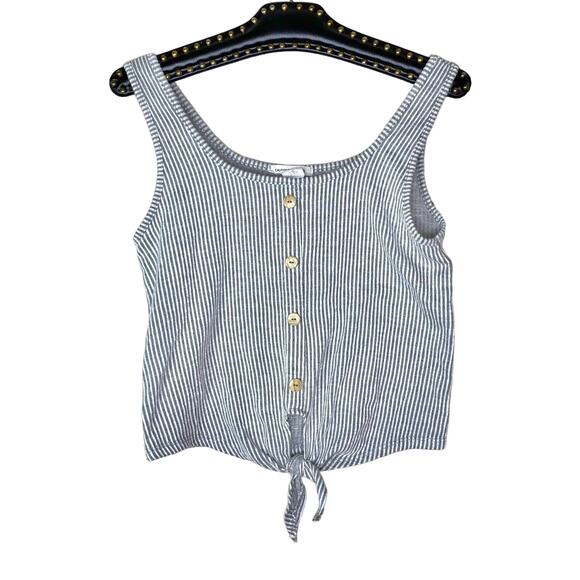 Caution To The Wind Striped Tank Top Front Tie Sleeveless Small - Picture 1 of 6